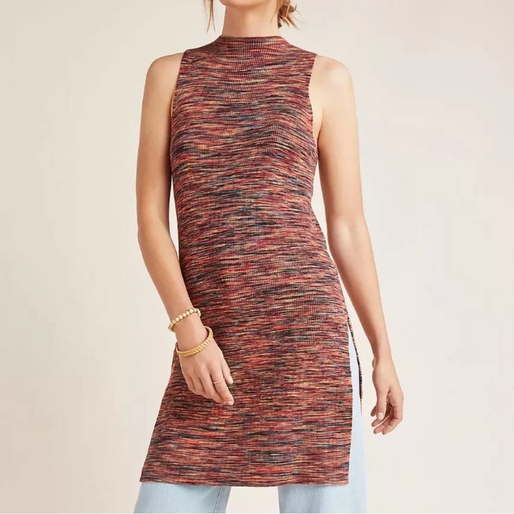ANTHROPOLOGIE Tami Orange Brown Sleeveless Knit Tunic Women’s Small $140